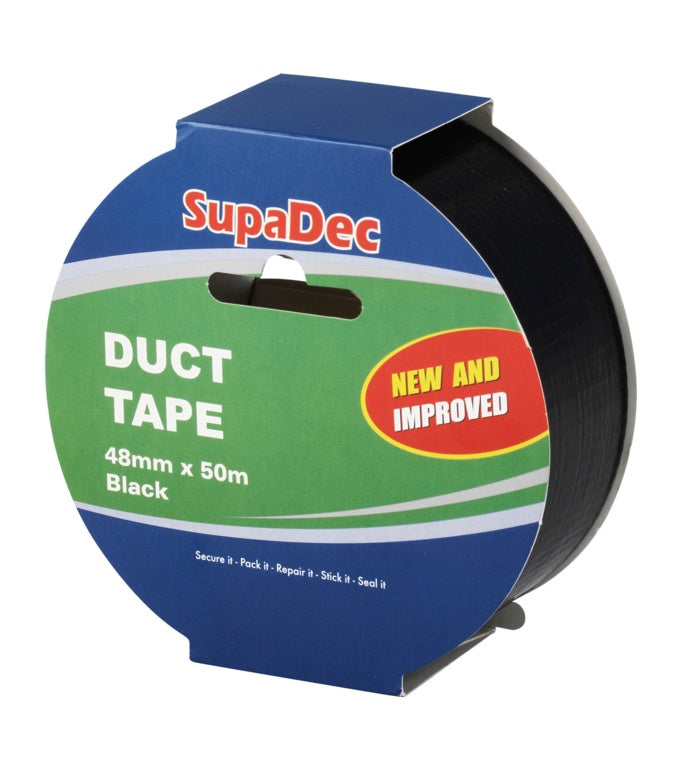 SupaDec Duck Tape Black – Heavy Duty Reinforced Cloth Tape 50m