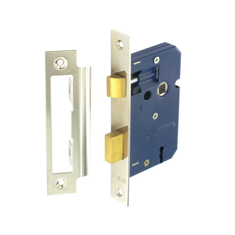 Securit 3 Lever Sash Lock 75mm Nickel Plated – Door Lock with 2 Keys