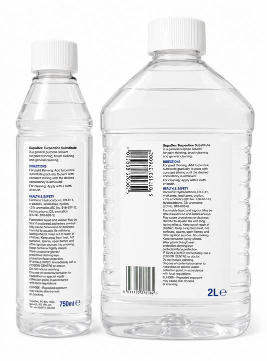SupaDec Turpentine Substitute 750ml & 2L – Paint Thinner, Brush Cleaner & General Cleaner – 2L - 2L