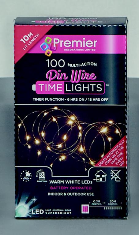 Premier 100 LED Multi Action Battery Operated Microbrights - Warm White/Green