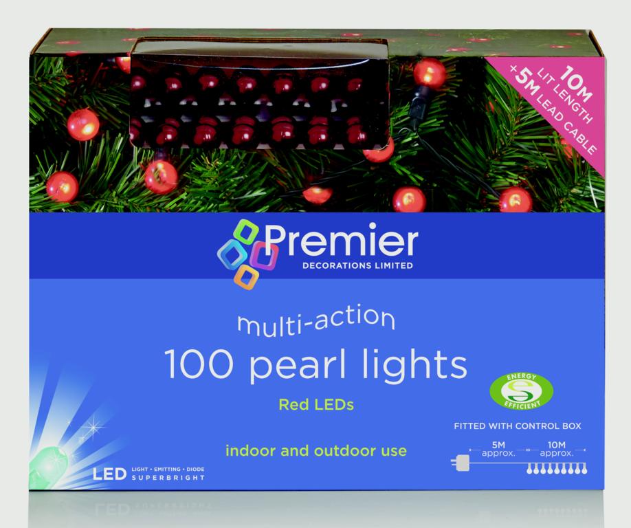 Premier 100 Multi Action Pearl Lights - Red LEDs