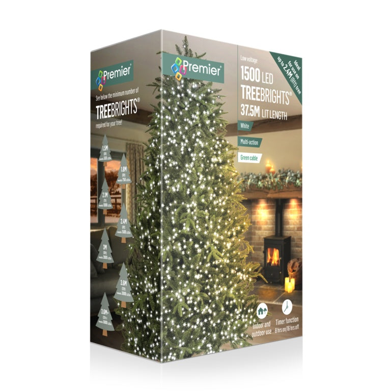 Premier 1500 LED Multi Action Treebrights With Timer - White/Green