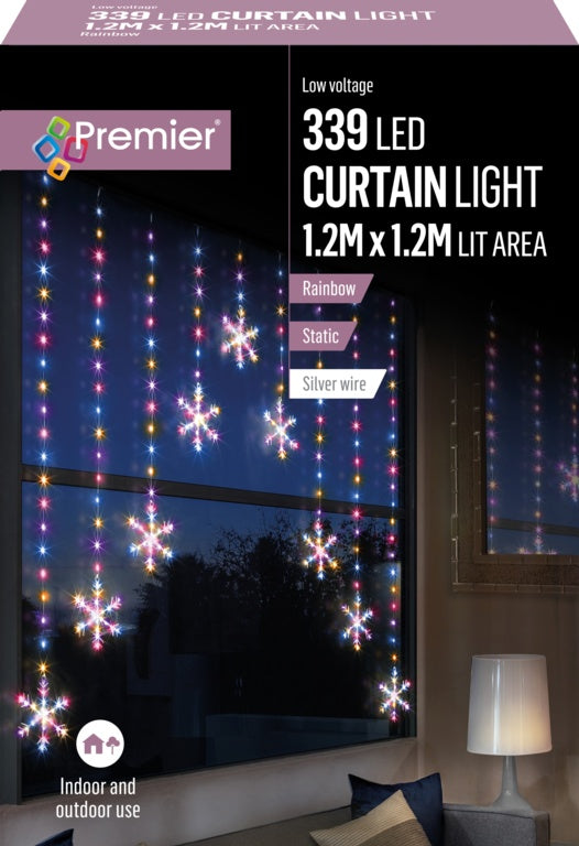 Premier Snowflake V Curtain 1.2m - 339 Rainbow LEDs