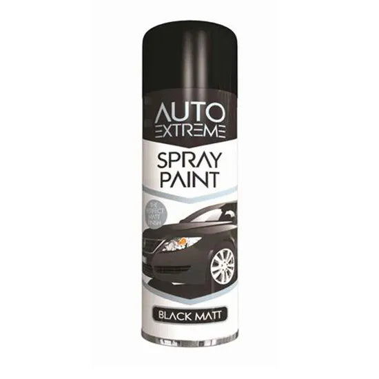 Auto Extreme Black Matt Car Spray Paint 250ml – Fast Dry Multi-Surface Aerosol Model 1900
