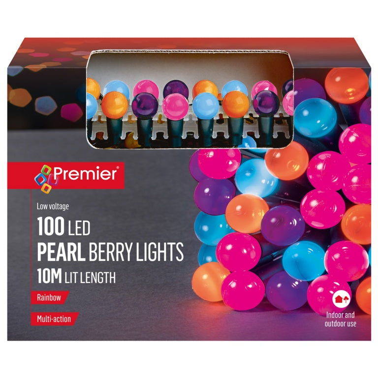 Premier Multi Action Pearl Berry Lights - 100 LEDs Rainbow