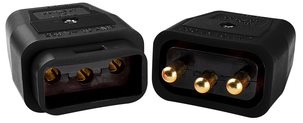 Masterplug 10A 3 Pin Heavy Duty Non-Reversible Connector Black – Rewireable Electrical Connector