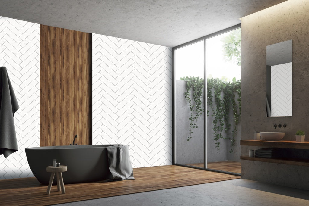 Chevron White Wall Panels