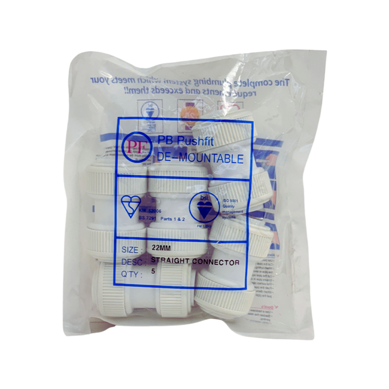 Push-Fit Straight Connector 22mm