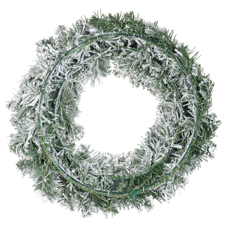 Kaemingk Imperial Snowy Green Wreath – 50cm Pre-Lit with Warm White LEDs