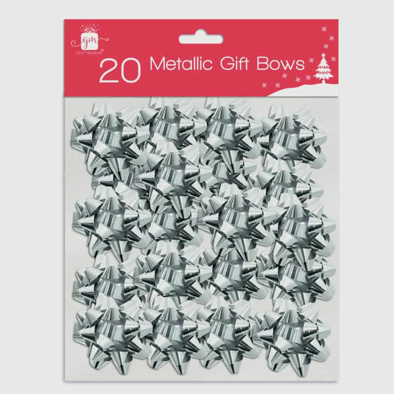 Giftmaker Gift Bows Pack 20 - Silver