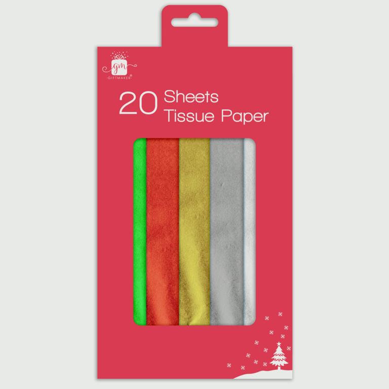 Giftmaker Tissue Paper 5 Colours - 20 Sheets