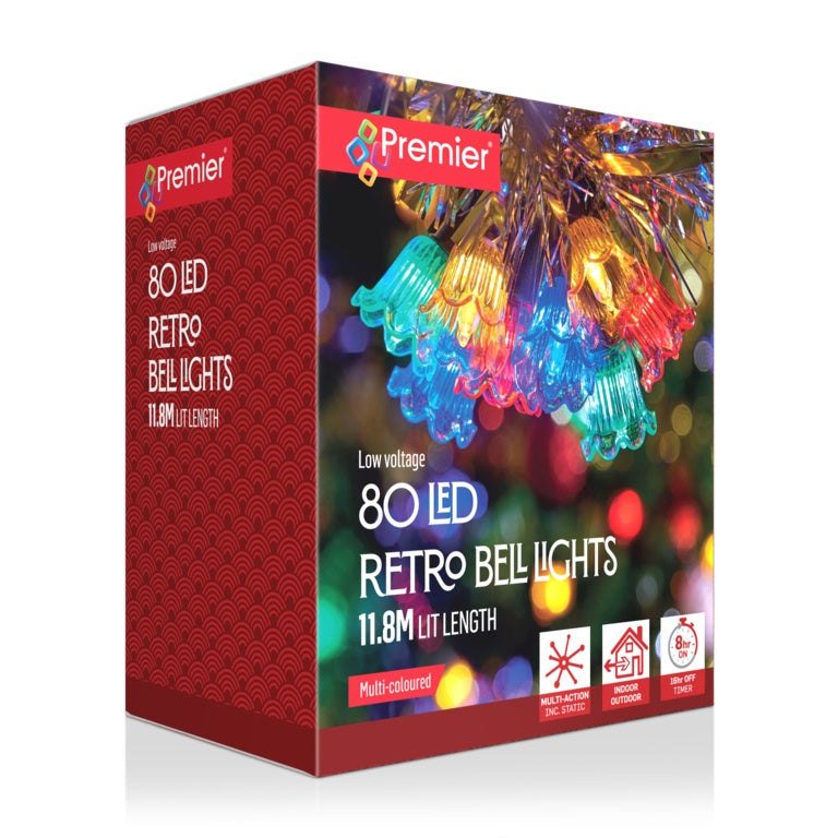 Premier Multi Action Retro Bell Lights - 80 Multi Coloured LEDs
