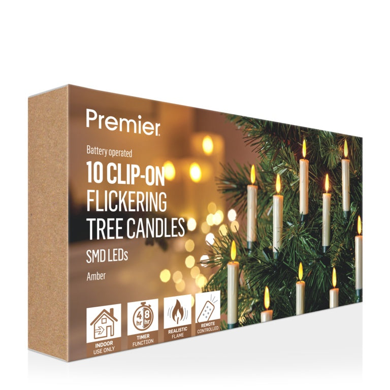 Premier Multi Action Lit Cream Clip On Candles - 10cm Pack 10