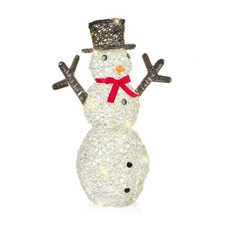 Premier Multi Action Lit Rattan Look Snowman - 67cm