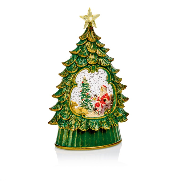 Premier Lit Water Globe Tree with Star - 26cm