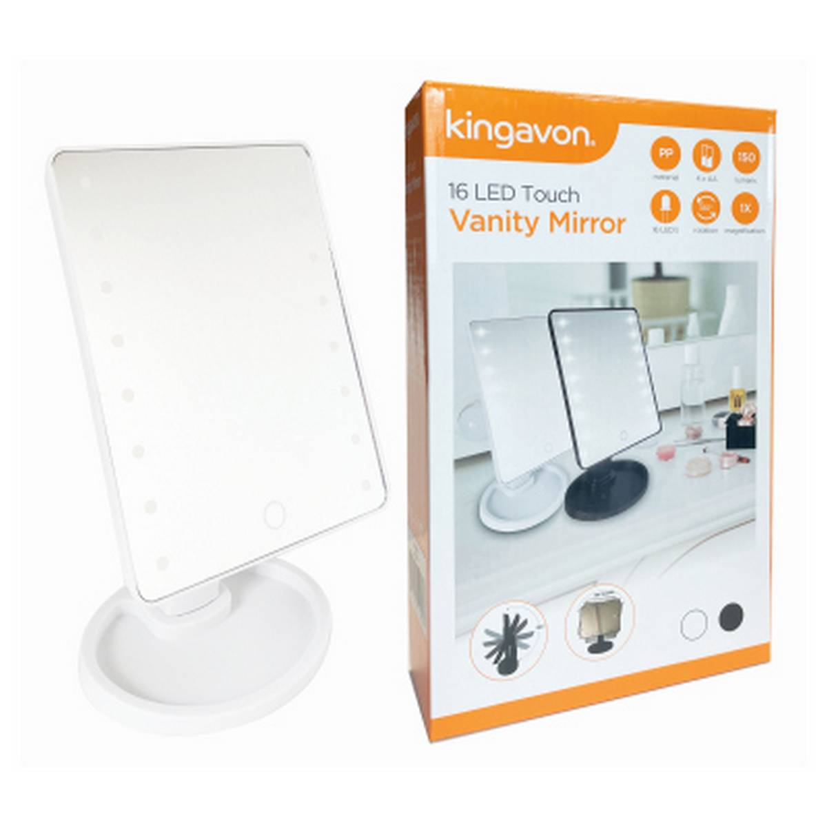Kingavon 16 LED Touch Vanity Mirror - White by Kingavon - Latifs Direct