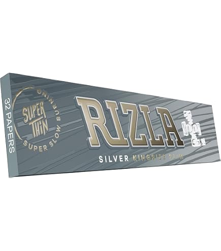 Rizla King Size Slim Silver Super Thin Rolling Papers – 2 Booklets x 32 Leaves