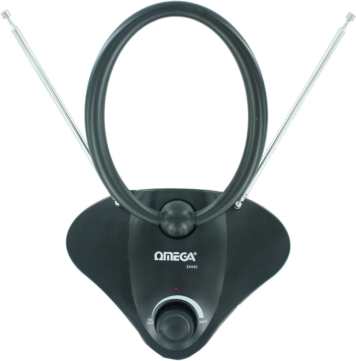 Omega Indoor TV Amplifier Antenna with 2 Rod Aerial - Black