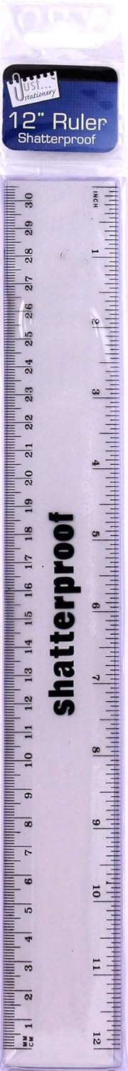 Just Stationery 12" Shatterproof Plastic Ruler 6072/72 – 30cm Metric & Imperial Ruler