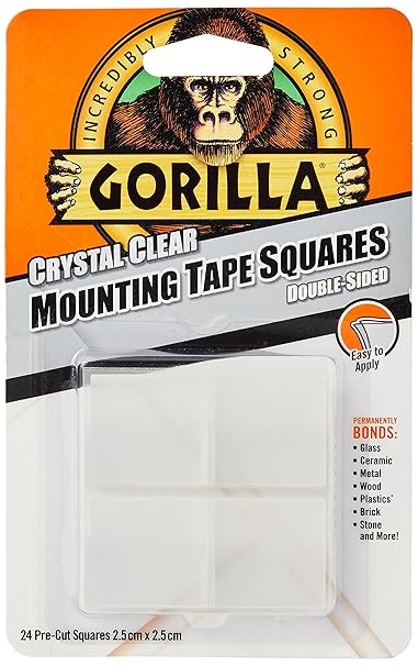 Gorilla Mounting Tape Squares Crystal Clear