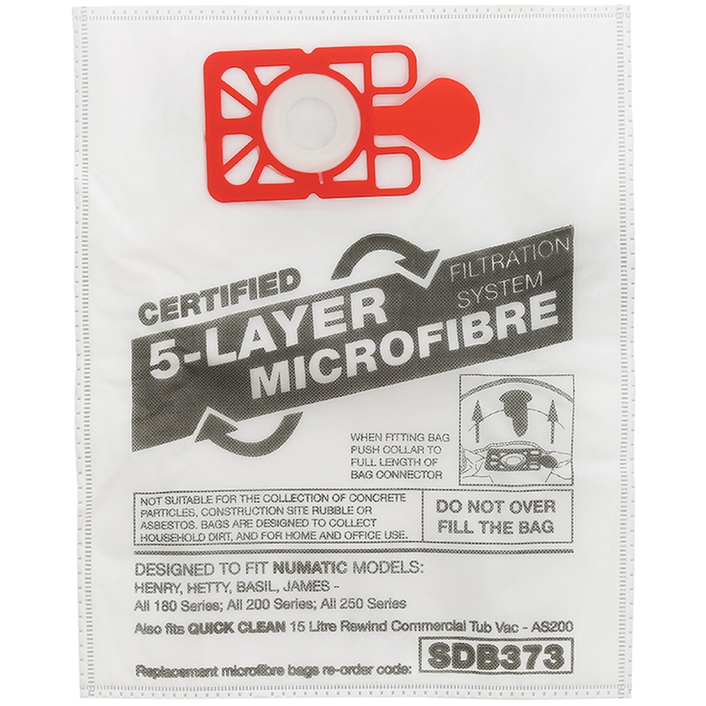 Numatic Henry AS200 Vacuum Bags 10 Pack SDB373 – 5-Layer Microfibre Dust Bags