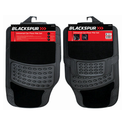 Blackspur Universal Car Floor Mat Set BB-CM155 – 4PC Carpet Mats with Anti-Slip Rubber Grip