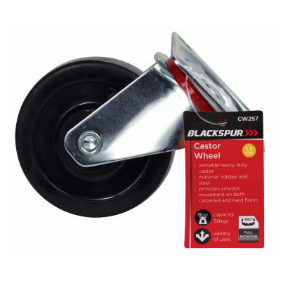 Blackspur 7.5cm Heavy Duty Castor Wheel BB-CW257 – 360° Swivel 50kg Capacity