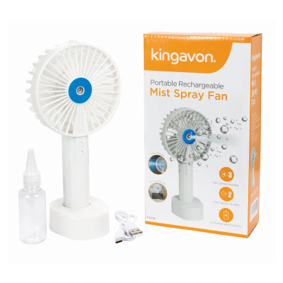 Kingavon PORTABLE RECHARGEABLE MIST SPRAY FAN