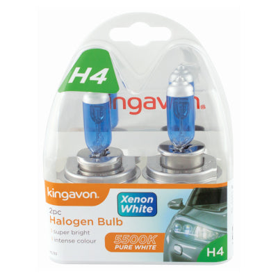 Kingavon 2PC H4 Super Bright White Car Headlight Bulbs BB-HL133 – 12V 60/55W 5500K Xenon Halogen