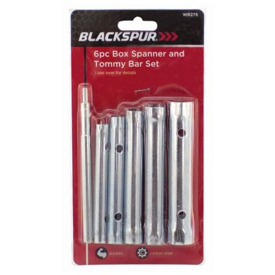 Blackspur 6PC Box Spanner & Tommy Bar Set BB-WR275 – 6mm to 17mm Double Ended Spanners
