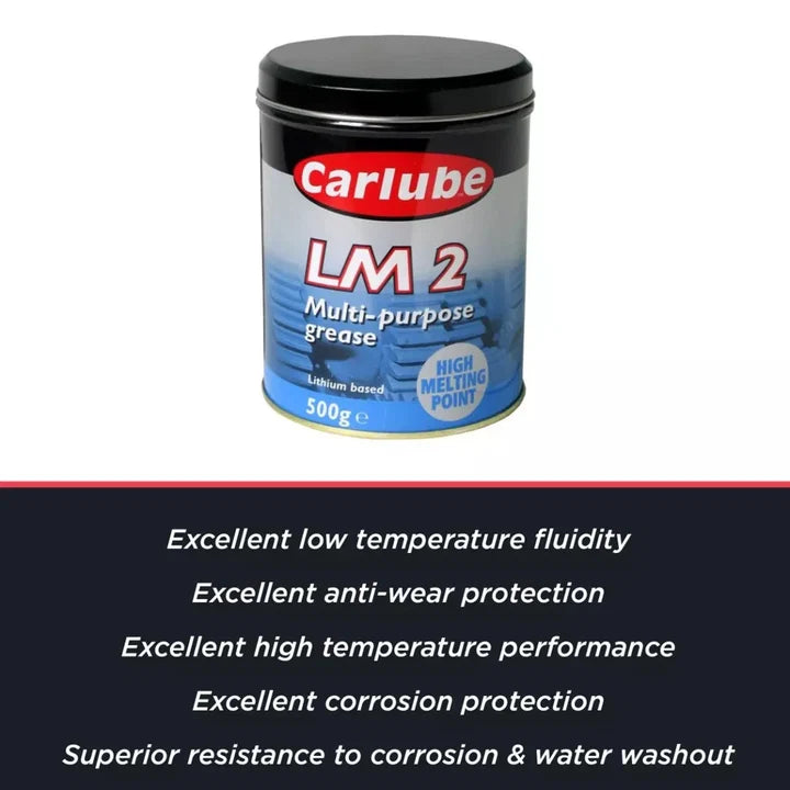 Carlube LM2 Lithium Multi-Purpose Grease 500g XMG500 – High Temperature General Purpose Grease