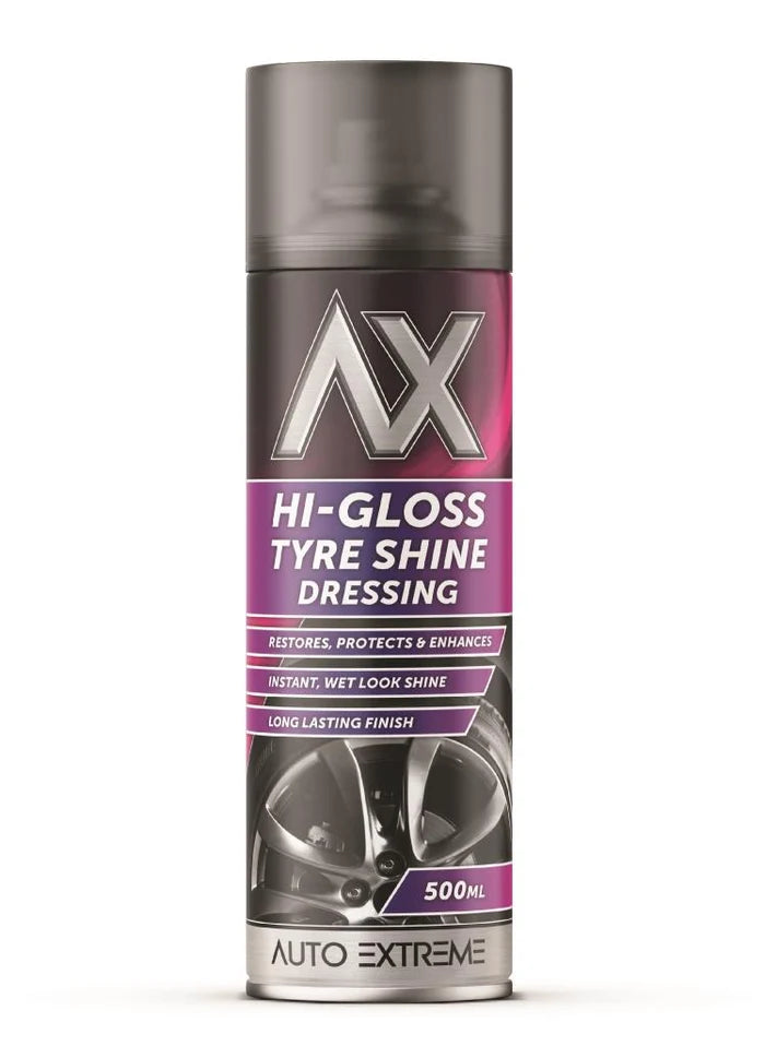 Auto Extreme Hi Gloss Tyre Shine 500ml – Long Lasting Wet Look Tyre Dressing