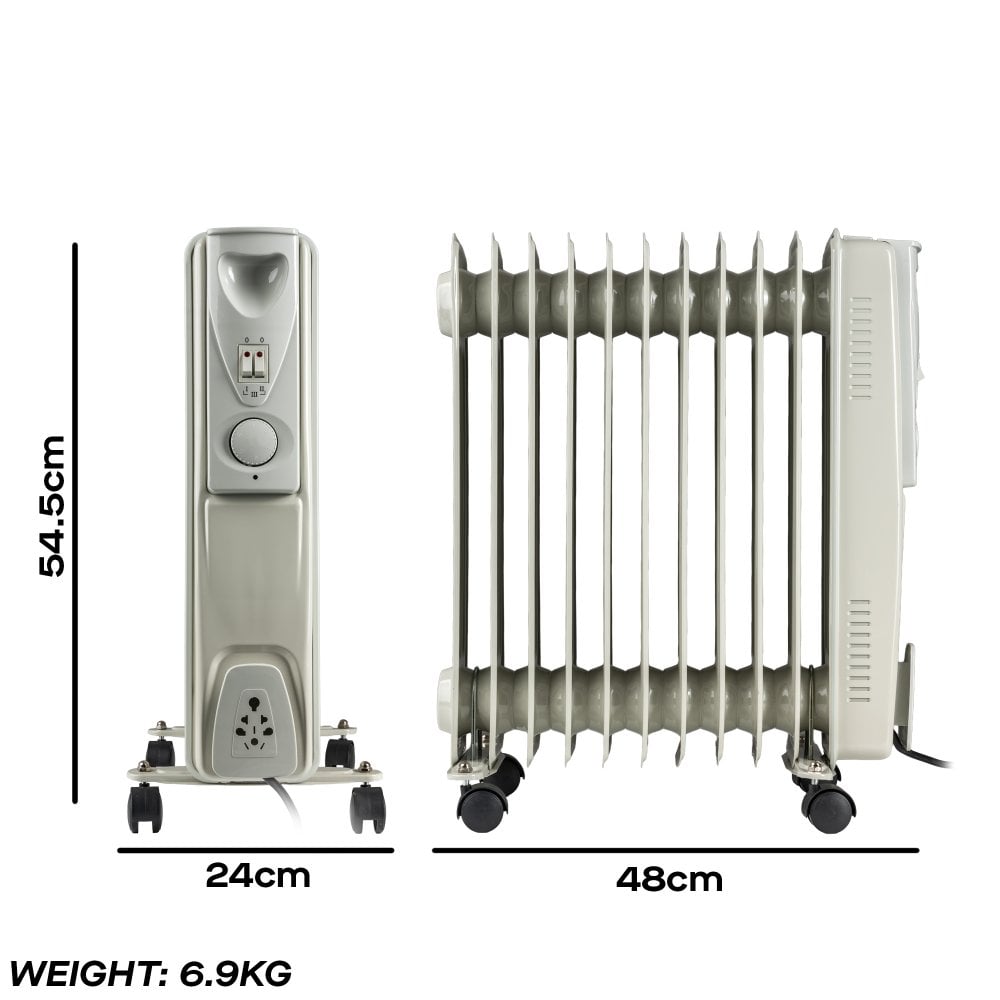Daewoo 2500W Oil Filled Radiator, 3 Years Warranty, HEA1145GE
