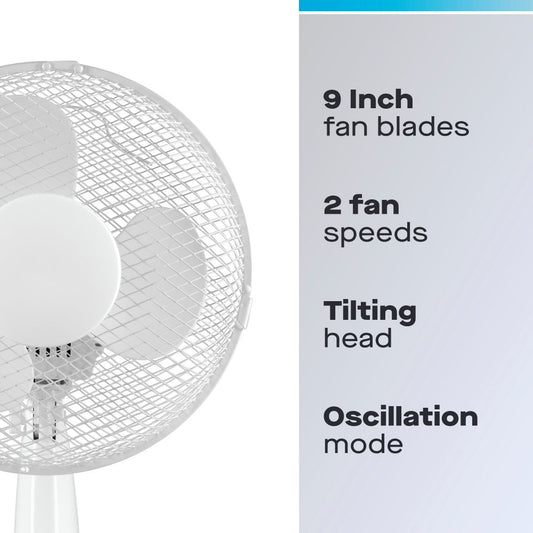 Daewoo 9” White Desk Fan