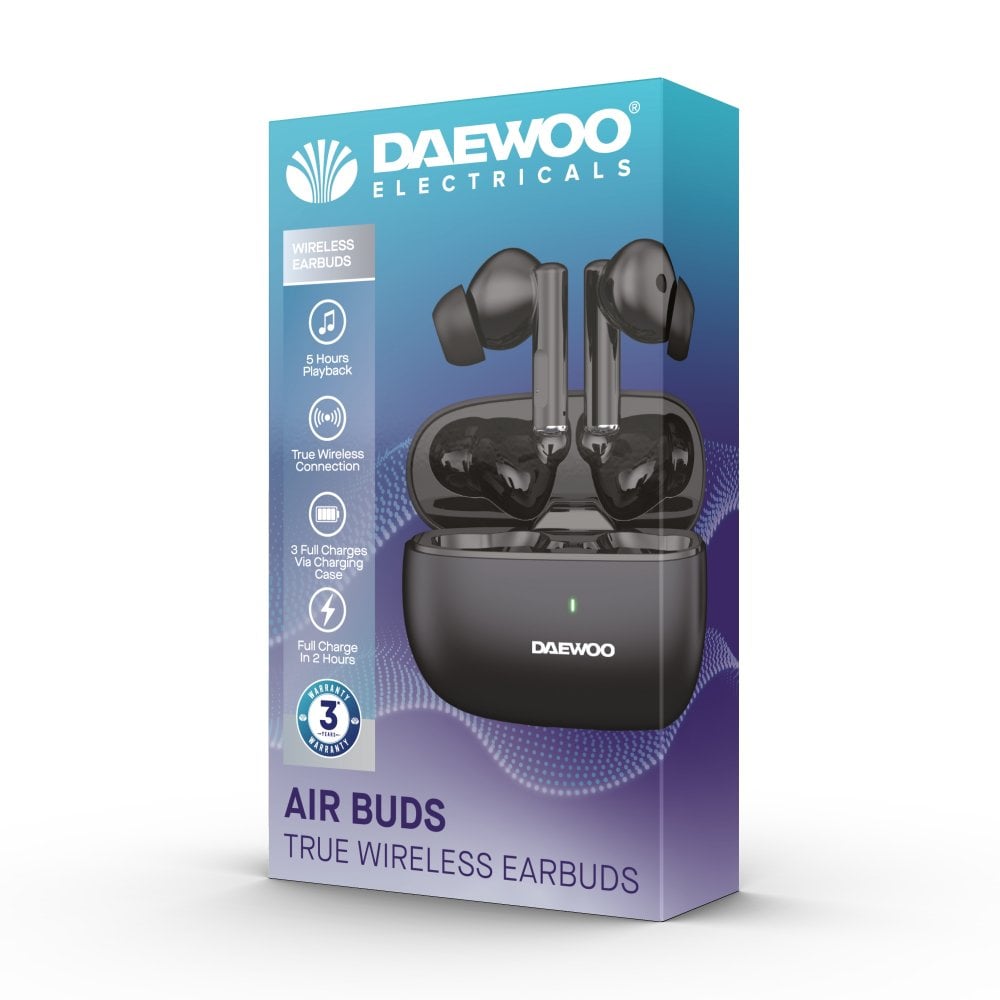 Daewoo Black Air Buds True Wireless Bluetooth Earbuds