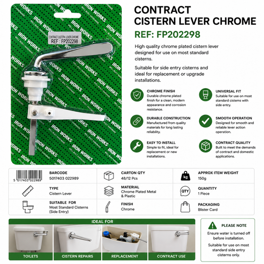 Iron Works Contract Cistern Lever Chrome FP202298 – Replacement Toilet Cistern Handle