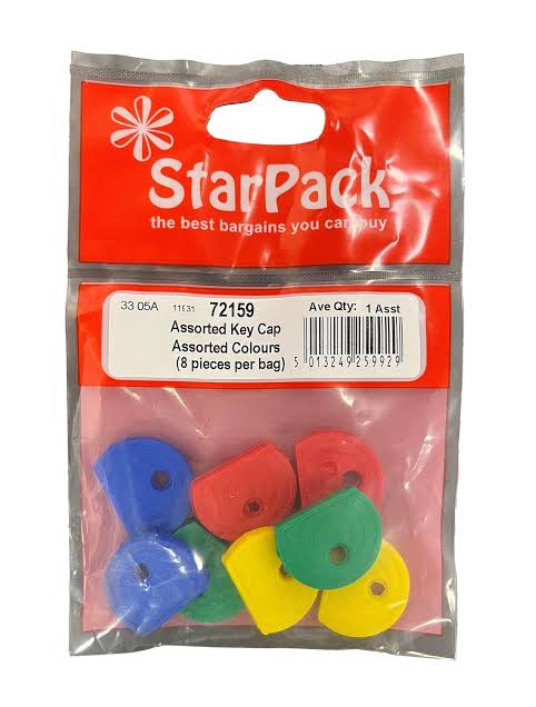 Star Pack 8 Assorted Colour Key Caps 72159 – Key Identification Covers