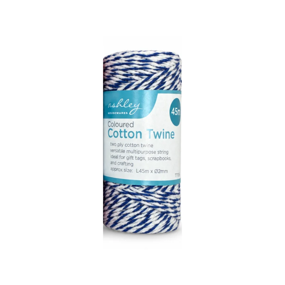 twine blue-white on white background