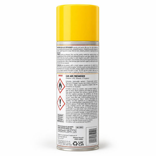 Back view of the usage instructions on Auto Extreme Lemon Car Air Freshener