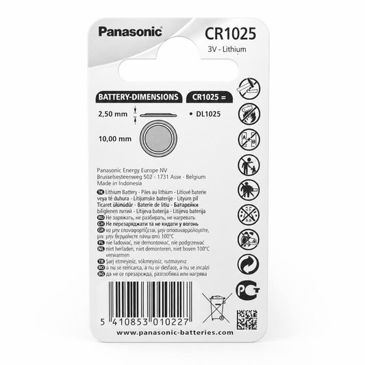 Back packaging of Panasonic CR1025 3V lithium coin battery