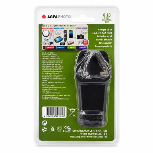 AgfaPhoto Charger & 4 AA Rechargeable Batteries packaging back