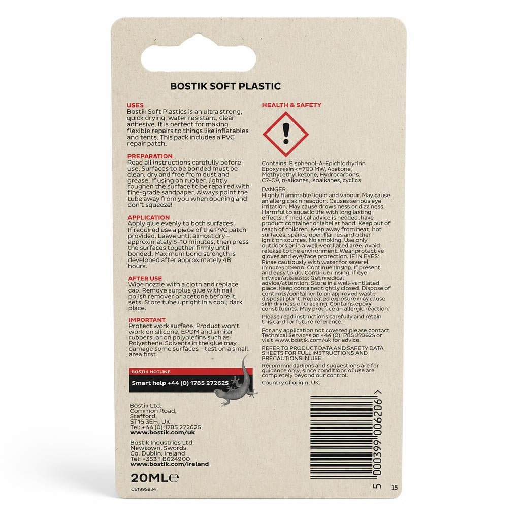 Bostik Soft Plastics Clear Glue packaging back