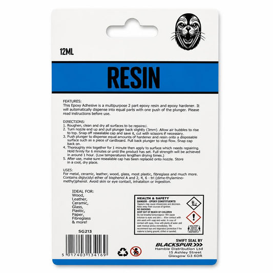 Swift Seal Epoxy Resin packaging back view