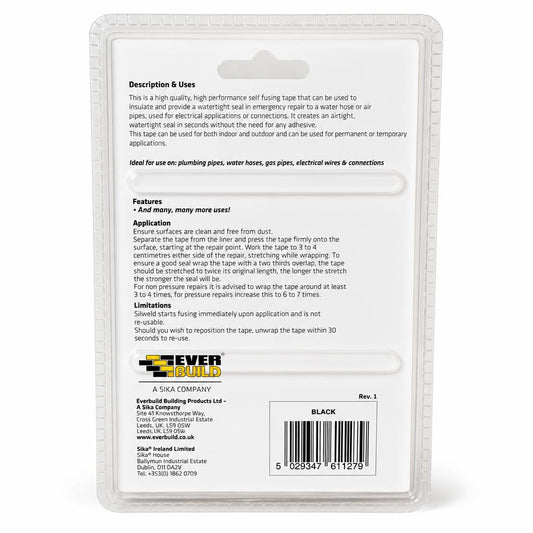 Back view of Everbuild Silweld packaging showing product details