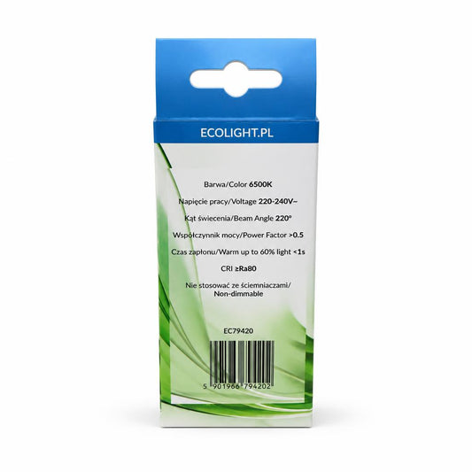 Ecolight LED Bulb back packaging