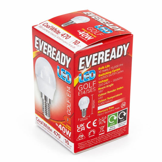 Eveready LED Golf E14 S/E bulb packaging - angle view