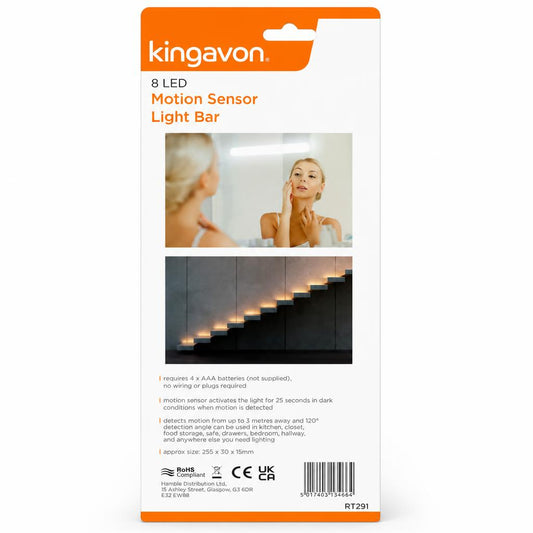 Kingavon 8 LED Motion Sensor Light Bar - Back Packaging