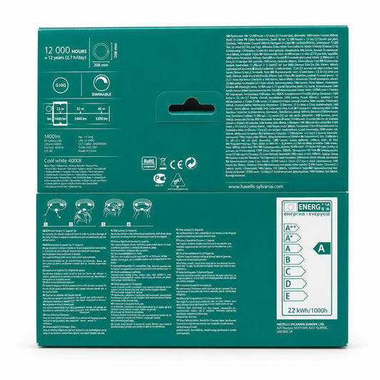 Back view of Sylvania Circular Fluorescent Light packaging