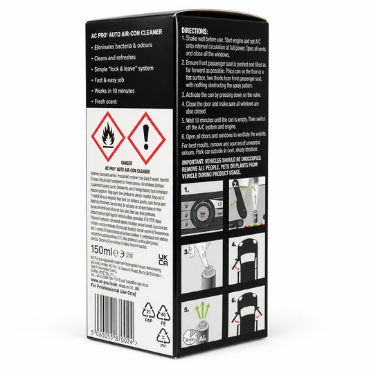 A/C Pro Auto Air-Con Cleaner packaging back view