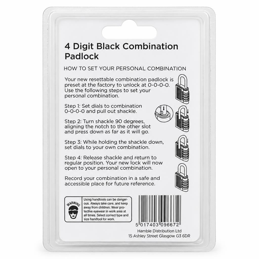 Instructions for Blackspur Combination Padlock with barcode